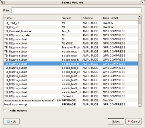 Select Output Seismic Volume