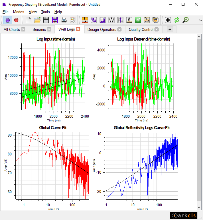 Frequency Shaping Main Window - Well Logs Tab