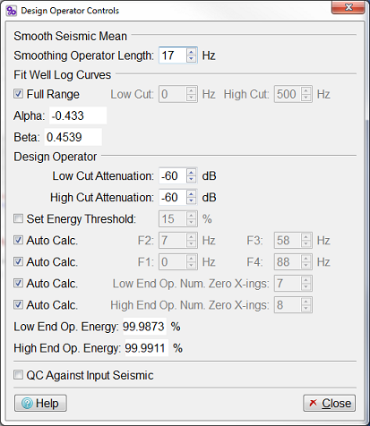 Design Controls Dialog