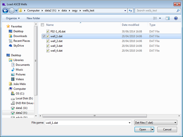 ASCII Well Log Selection
