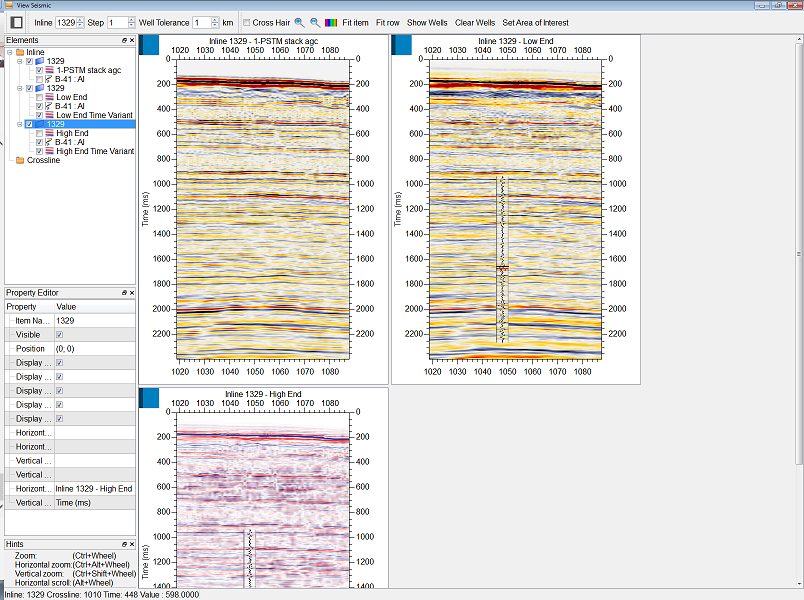 Seismic view with the derived operators - Time Variant