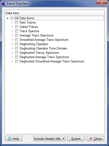 Export Data Item dialog