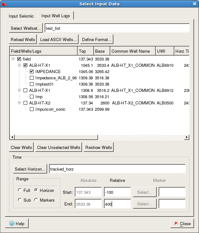 Modify Well Log Time Range (Horizon)