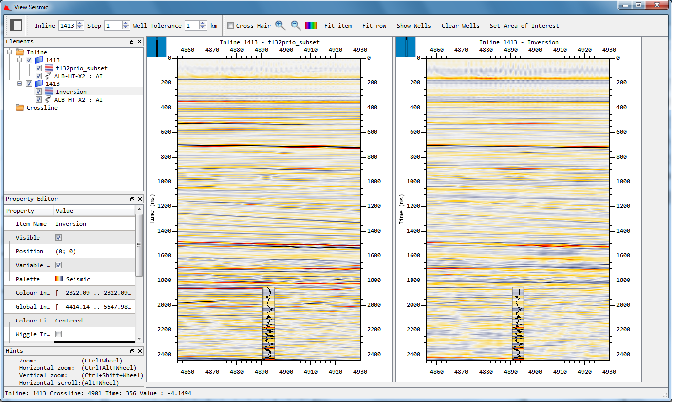 Seismic view with operator derived - Single Operator