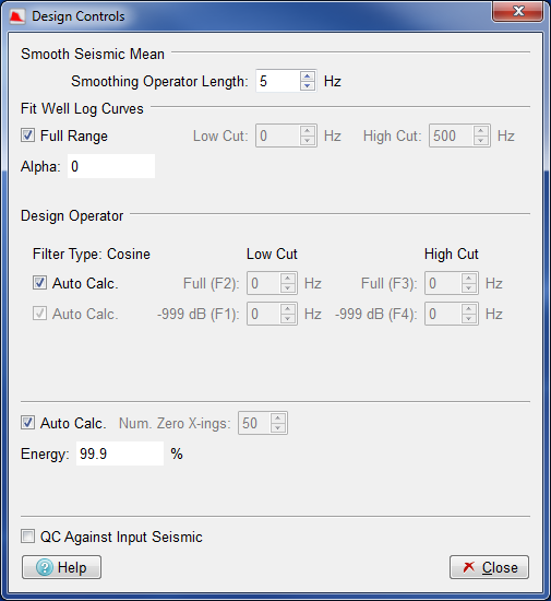 Design Controls Dialog