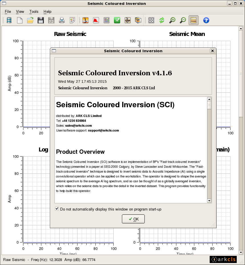 Seismic Coloured Inversion Main Window