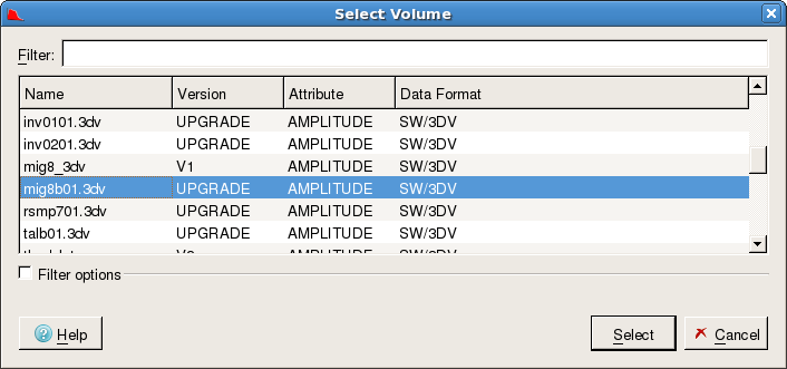 Select Output Seismic Volume. 2003.12 (L), R5000 (R)