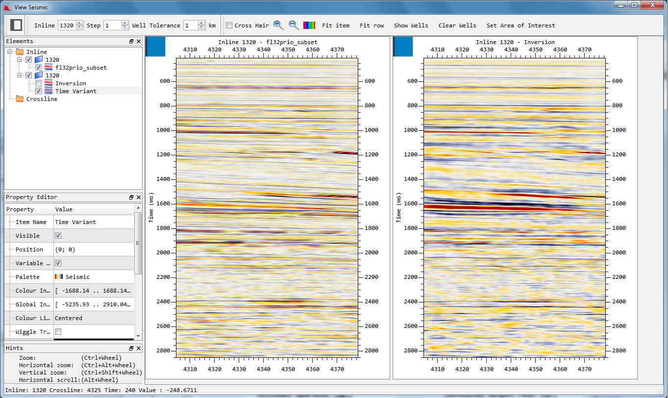 Seismic view with operator derived - Time Variant