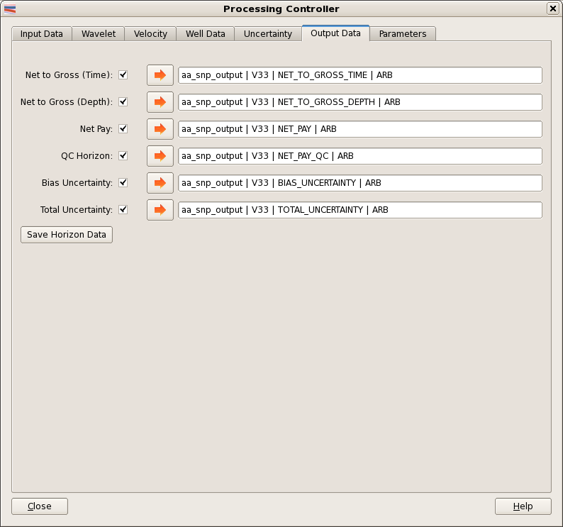 Process Controller - Output Data tab