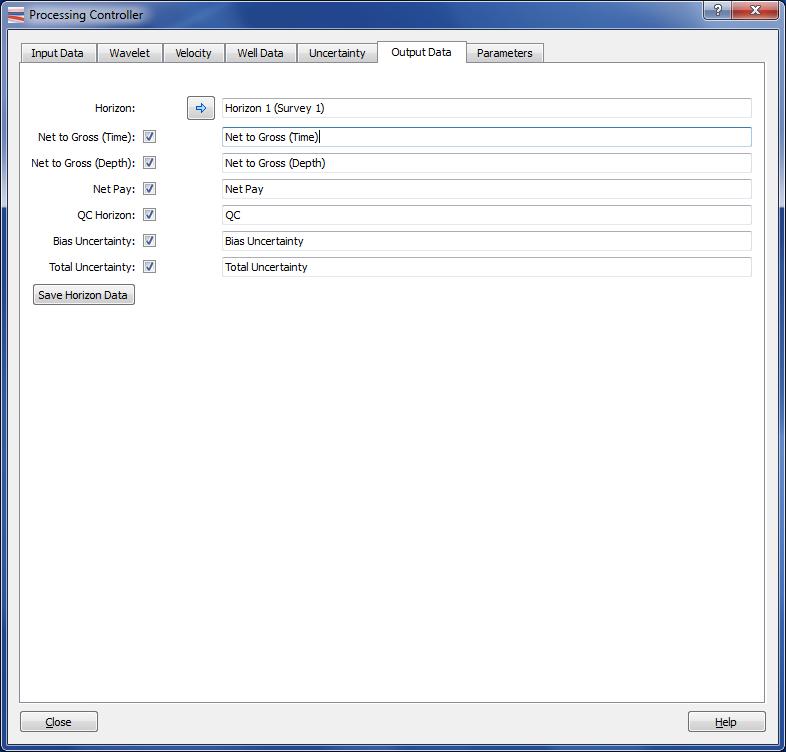 Process Controller - Output Data tab