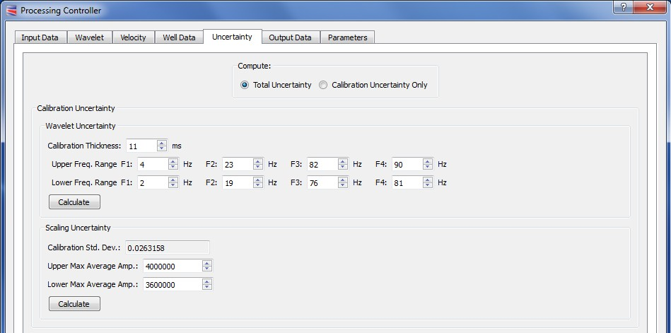 Process Controller - Uncertainty tab (Calibration Uncertainty)