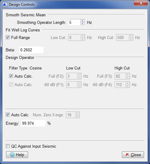 Design Controls dialog