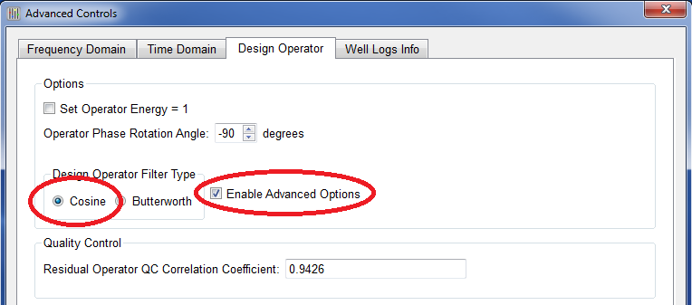 Cosine Filter block with advanced parameters