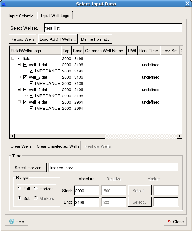 ASCII Well Log Selection