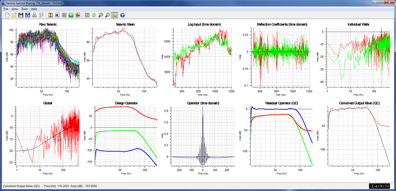 Seismic Spectral Blueing main window after analysis and design