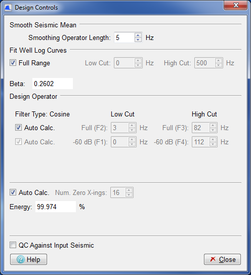 Design Controls Dialog