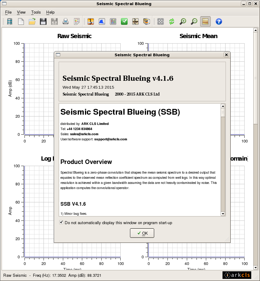 Seismic Spectral Blueing Main Window